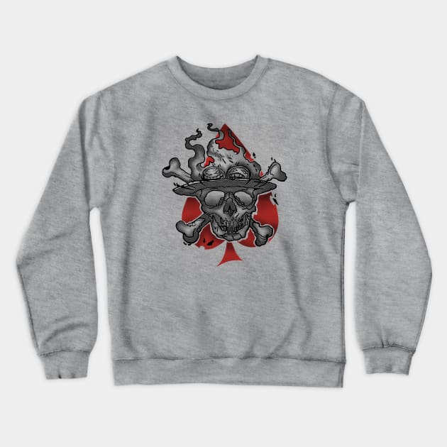 Burning Ace Pirate Skull Crewneck Sweatshirt by animate